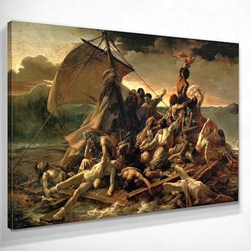 CheQuadro! Das Floß der Medusa Theodore Gericault, großes Bild auf hochwertiger Leinwand, feine Kunst, gerahmt, fertig zum Aufhängen, bsa25-130 x 90 cm