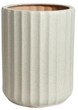 GLigeT Macetas Macetas Altas con Rayas Redondas, maceteros de cerámica Rugosa con Orificios de Drenaje for Plantas de Interior y Exterior, Flores, con motas Negras Macetas para Flores