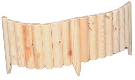 TIMBERMIK Bordura De Césped Y Huerto 30x100 cm – Valla De Jardín De Madera No Impregnada – Palisada Decorativa para Parterres Y Caminos – Borde De Césped Tipo Rollborder