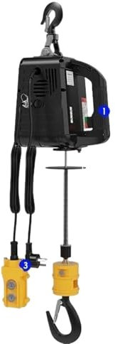 JKELPV Treuil de Levage 3 en 1 télécommande 500kg Grue palan électrique à câble palan à Coque en Aluminium Petite Grue intérieure Domestique Palan Électrique(500kg 7.6m)