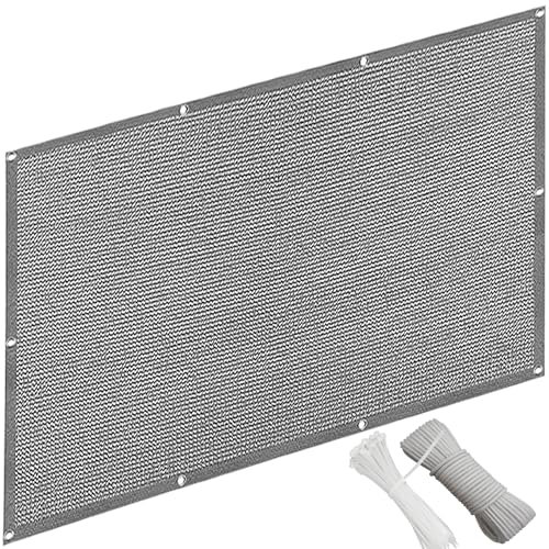 QINLIQIN Malla de Ocultacion Jardin 2 x 5 m Cubierta para Valla de Balcón Protección Solar Resistente Al Desgarro Incluye Bridas para Cables Exterior Terraza, Gris Claro