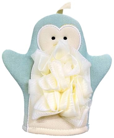 Scrubbing Gloves for Body - Penguin Shape Washing Gloves for Body - Shower Puff, Bathing Accessories, Loofah Sponge, Rich Foaming Towel for Men Women Kids Families