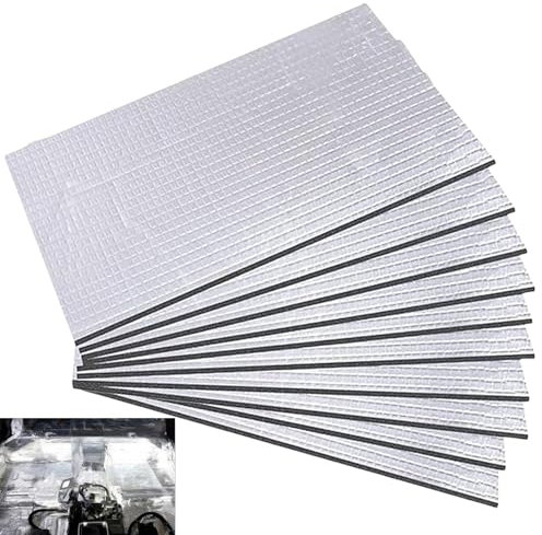 Truee 10 Pièces Tapis Isolants Pour Voitures, Tapis De Voiture Isolant Autocollant, Isolation Thermique Et Sonore, Insonorisation Acoustique Des Voitures, 25 x 18cm, 5mm, Ignifuge, Imperméable