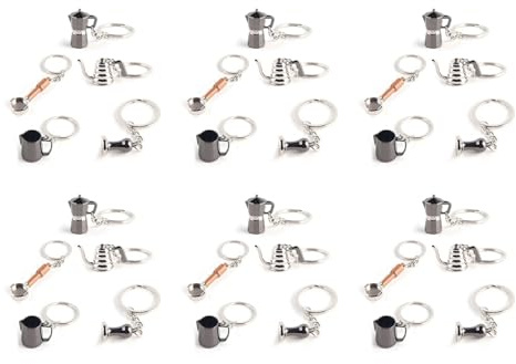 Xnuiasqe 30PCS Coffee Tamper Keychain Espresso Portafilter Moka Pitcher Keyring Portable Coffee Accessories Gift