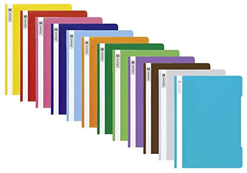 Brunnen Schnellhefter A4, Polypropylen, farblich sortiert, transparenter Deckblatt (12 Farben, 12er Pack)