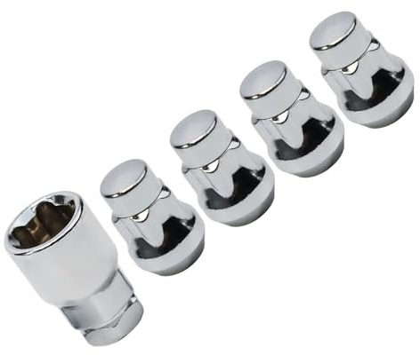 BASPHHH écrou Jante Compatible avec Ford pour S-Max pour Mondeo Écrous de Roue antivol Clé Conique Antivols de Pneu argentés Antivols de Roue vissés