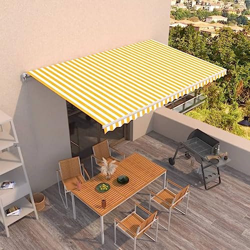 Festnight Manuelle Gelenkarmmarkise 500x300 cm Markise 300 Breit Kassettenmarkise Wasserdicht Gelenkmarkise Terrassenmarkise Sonnenmarkise Terrasse Balkon Sonnenschutz PU-Beschichtung Alu