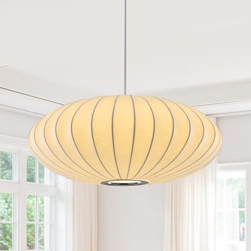 kaixunl Moderner Stoff Deckenlampe Laterne Lampe Weiß Blase Deckenleuchte Japanischen Stil Hängelampe Lampenschirm Kunstseide Pendelleuchte Geeignet Für Wohnzimmer Esszimmer Schlafzimmer Foyer 50cm