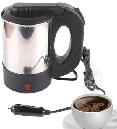 Hervidor Portátil,Caldera De Agua Para Coche,Hervidor Portátil Para Y Camión De 500 Ml - Taza De Café Coche Acero Inoxidable Camión, Botella Calentada 12V/24V Del Pote De La Taza Del
