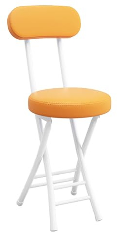 Sgabello pieghevole portatile con schienale, sedia rotonda in pelle imbottita per cucina, sala da pranzo, patio, leggera, compatta, facile da riporre, ideale per casa ed eventi.