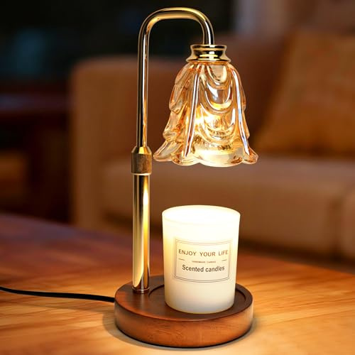HOSSOM Lampada Scalda Candela Sicurezza Senza Fiamma, Candle Warmer con Timer e Dimmerabile, Scalda Candela Altezza Regolabile per Regalo e Decorazione Casa/Ufficio
