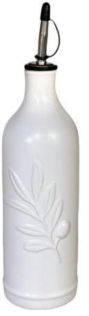 LOVIVER Ceramic Olive Oil Dispenser Bottle Storage Container Stylish Fashion Kitchen Oil Bottle Easily Clean and Refill for Soy Sauce, Non Automatic White