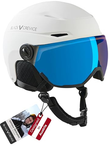 BLACK CREVICE Skihelm Colorado mit Visier I Größen S-L I Snowboard- & Hybrid-Helm mit 100% UV400 Schutz I Stufenlos verstellbar I Robuste ABS-Hartschale & EPS-Innenschaum