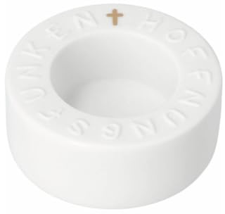 Räder Glaubensfreude Teelichthalter Hoffnungsfunken aus Porzellan – Windlicht mit goldenem Kreuz & Relief-Schriftzug – Christliches Geschenk zu Taufe, Kommunion & Trost