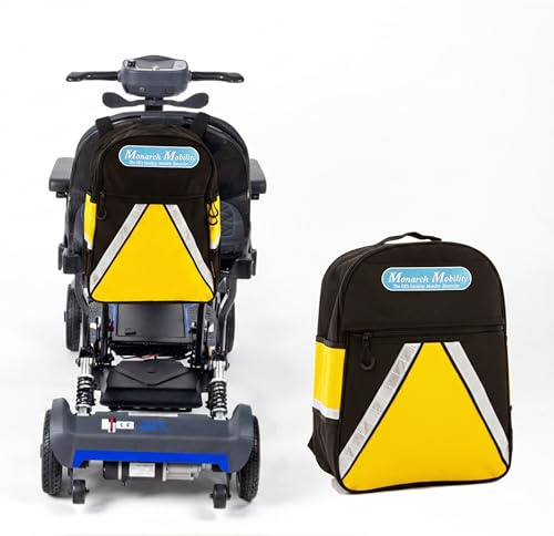 High Visibility Bag for Wheelchairs & Mobility Scooters – Large Capacity Back-of-Seat Storage with Reflective Panels, Front Pocket, Easy-Grip Zips, Clip-On Travel Bag by Monarch Mobility
