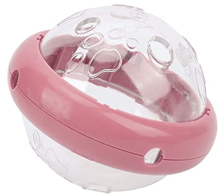Qcwwy Bola de Golosina para Perros con Forma de Platillo Volador, Dispensador de Alimentos de Plástico, Juguete Rompecabezas para Perros y Gatos, 11,5x10cm, Juguetes para de Interior (OVNI-Niña Rosa)