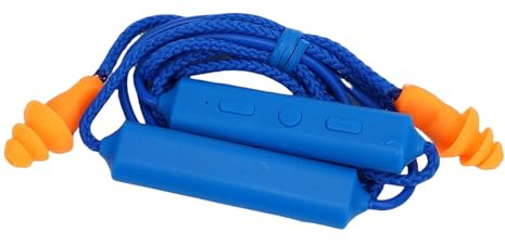 Bluetooth Earplug Headphone 29dB Noise Reduction IPX5 Water Proof Rechargeable Neckband Earbuds for Construction Site - Lightweight Comfortable Design for Industrial Workers (Blue)