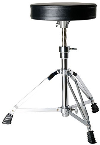 Fame Drumhocker D4001, doppelstrebig, stufenlos höhenverstellbar von 45 cm – 59 cm, breite Gummifüße, gepolsterte Sitzfläche, verchromt, für alle Altersgruppen