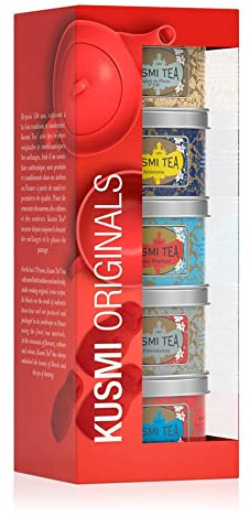 Kusmi Tea - Coffret de 5 Miniatures Originals - Sélection de Thés Noirs Iconiques - Thés Earl Grey et Thés de Ceylan - Arômes Floraux, Épicés, Agrumes et Fruits Rouges - Boîtes à Thé en Métal 5x25gr