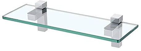 KES Mensola in Vetro da Bagno e Doccia da Muro - Vetro Temperato con Staffe - Ripiano 350 X 120 MM Cromato, BGS3201S35