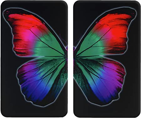 WENKO Placas protectoras para cocina Mod Mariposa nocturna, ajustable en altura para todo tipo de cocinas, tabla de cortar y protector contra salpicaduras, vidrio, 30 x 52 cm, juego de 2