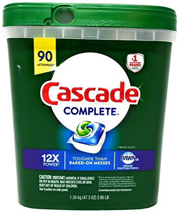 Cascade Lessive complète pour lave-vaisselle, avec puissance de lutte contre la graisse Dawn, 90 dosettes de parfum frais