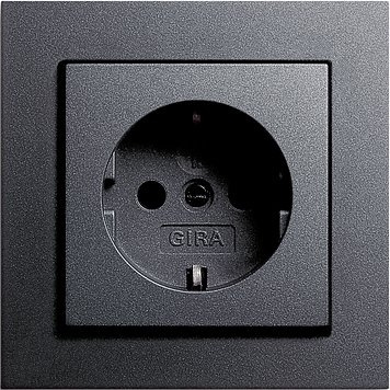 GIRA E2 anthrazit (1x Steckdose m. Berührungsschutz, 1x Rahmen 1fach)
