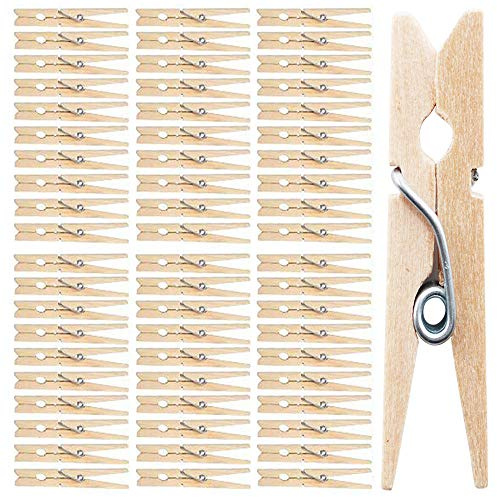 50 Deko Holzklammern 5 cm · Kleine Wäscheklammern aus Naturholz Ideal Zum Basteln, Beschriften und Verzieren · Mini Zierklammern für Fotos, Bilder, Kinder-Geburtstag · Geschenkklammern (100x)
