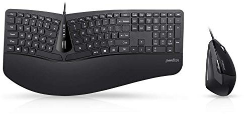 Perixx Periduo-505, Wired USB Ergonomic Split Keyboard and Vertical Mouse Combo with Adjustable Palm Rest and Short Tactical Membrane Keys, US English Layout