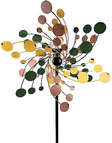 Metall Windrad 'Vintage' - Windspiel Windmühle für den Garten - wetterfest und standfest - mit besten Kugellagern - mit Dreibein und wahlweise Solarlampe - Höhe 185 cm