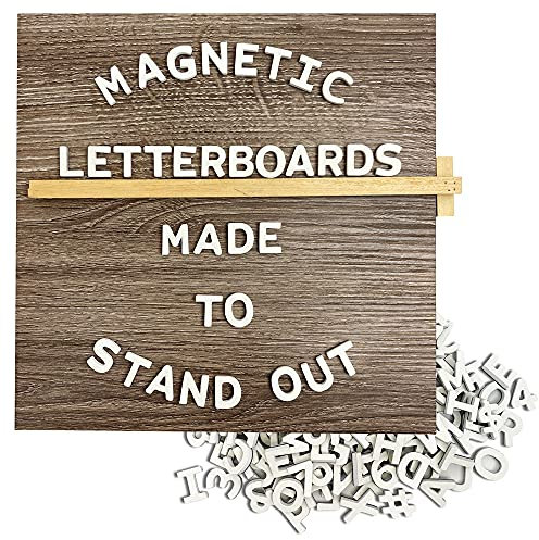 JUT MADE Magnetic Letter Boards - Changeable Letterboard - Rich Wood Finish - Room/Office/Home Decor Signs (10x10 inch, Smoke)
