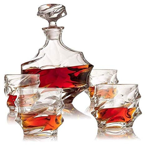 Panduo Conjunto de decantores Wine Decanter Crystal Whiskey Decanter Set Elegante Lavaplatos Safe Glass Liquor Bourbon Decanter Ultra-Clarity Glassware, Wine Decanter Set Crystal