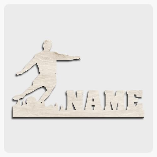 Namofactur personalisierte Fußball-Lampe Kicker aus Holz | Mit Wunschname – LED-Beleuchtung für angenehmes Licht und als Wanddeko im Kinderzimmer geeignet