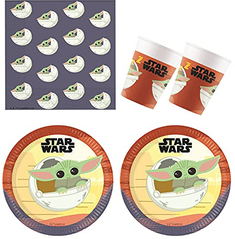 Procos - Star Wars Geburtstagsdeko, 52-Teilig, Pappteller, Becher und Servietten für Kindergeburtstag, Partygeschirr
