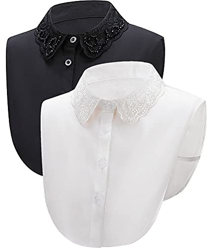 crazy bean Women's 2 Pieces Detachable Half Shirt Blouse Elegant False Collar Dickey Collar for Women White/Black