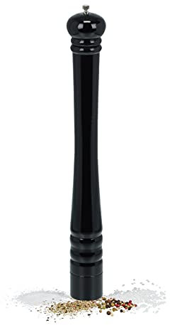 Relaxdays Molinillo Sal y Pimienta, Moledor de Especias XXL, Madera, Muela Cerámica Manual, 5 x 6 cm, Clásico, Negro, 51,5x6 cm