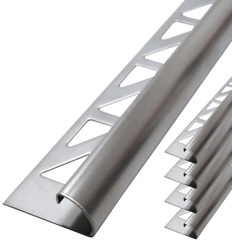 Dalsys 5x Fliesenschiene Viertelkreis 250cm x 12,5mm Edelstahl gebürstet | Kantenschutzschiene für Fliesenkanten, Übergang zu Naturstein oder Feinsteinzeug, Fugenabschluss, rostfrei