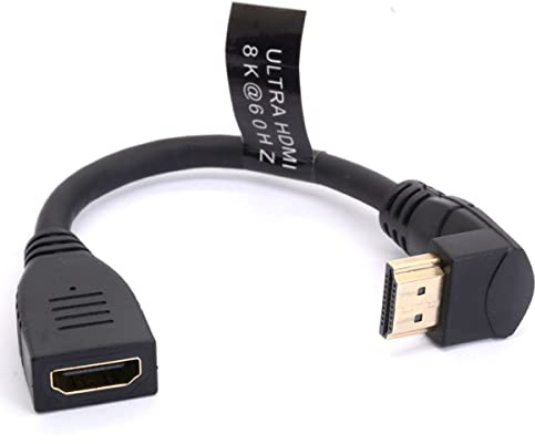 8K HDMI Verlängerungskabel, kurzes HDMI 2.1 Stecker auf Buchse, 90 Grad Winkelkabel, Hochgeschwindigkeits-48 Gbit/s-Extender-Adapter, unterstützt 8K @ 60 Hz, 4K @ 120 Hz (Down) (Down)