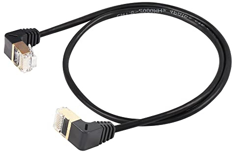 SinLoon Câble Ethernet RJ45 Cat8, 90 degrés mâle vers mâle, haute vitesse, 40 Gbit/s, 2000 MHz, SFTP, pour routeur, modem, serveur (UP vers UP)