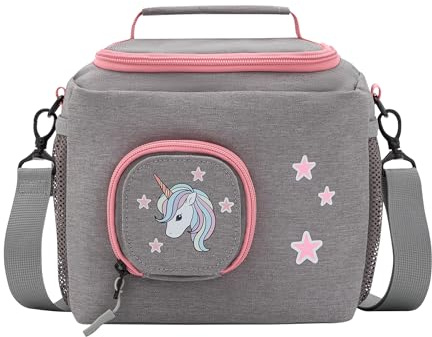 JP Journey Tasche für Toniebox 1 & 2 - Transporttasche für 10 Figuren und Box, Reise und Auto (Grau-Rosa Einhorn)