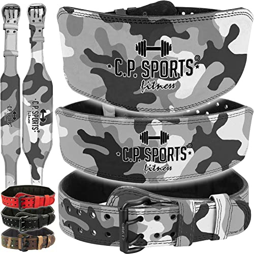 C.P. Sports Trainingsgürtel/Gewichtheber Gürtel Leder | Standard oder extra breit | Herren & Damen | für Kraftsport, Bodybuilding, Fitness | Camo Weiss XL = 95-125 cm