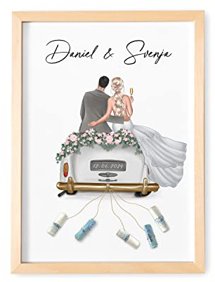 Geldgeschenk Hochzeit personalisiert mit Brautpaar und Auto | Personalisiert, Geldverpackung zur Hochzeit, Auto & Brautpaar Motiv, Hochzeitsgeschenk, Geschenkidee