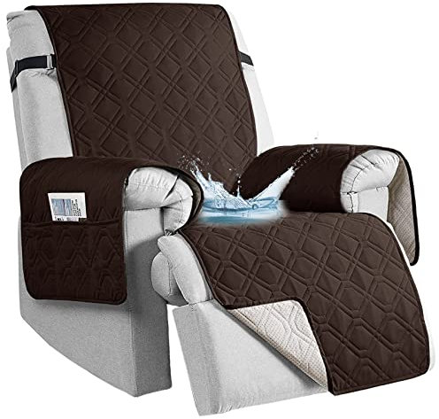 aolceth Sesselschoner für Fernsehsessel, 100% Wasserdicht Sesselbezug für Relaxsessel, Anti-Rutsch Antifouling 1 Sitzer Sesselschoner mit Taschen，Möbelschutz, 91x79in
