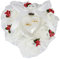 Coussin pour Bagues Mariage, Coussin Porte Alliance en Forme de Coeur, Blanc Roses Coussin D‘alliances, Oreiller Anneau de Mariage, Porteur Coussin Bague, pour Mariage, Fiançailles, Saint-Valentin