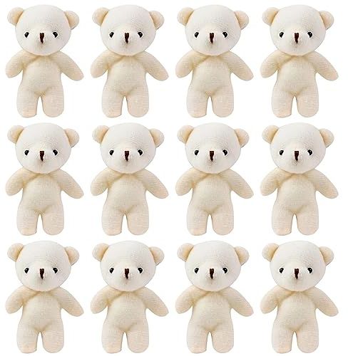 Bogoro 12 Stück Mini Bär, Mini Bear Stuffed Bears, Mini Bären Kuscheltier, Bär Schlüsselanhänger, Kleines Bären Spielzeug, für Geburtstag Hochzeit Dekorationen Weihnachtsfeier Gefallen Lieferunge