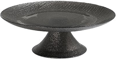 H&H Charme Alzata in Vetro Black Glitter, 21,5cm