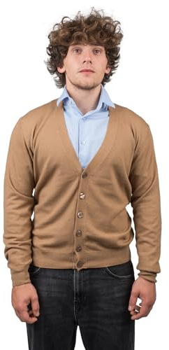 DALLE PIANE CASHMERE Cardigan Homme Mélange Cachemire Laine - Chameau, L