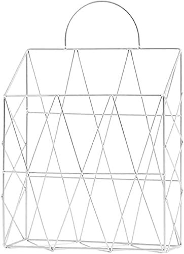 JOPLAX Revistero Colgante Revistero Rejilla De Metal Blanco Rejilla De Rejilla Soporte De Rejilla Estantería De Pared Cesta De Almacenamiento Rejilla Tablero De Corcho-White