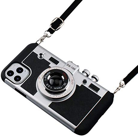 Awsaccy Emily in Paris Phone Case for iPhone 15 Pro 6.1 inch 2023 Camera Case Vintage Cover Cute 3D Cool Unique Design Silicone Case with Removable Neck Strap Lanyard for Girls Women Black