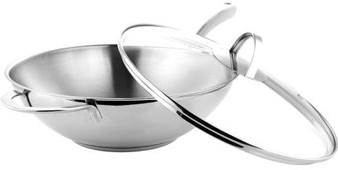 GRÄWE Pro-Line Poêle wok avec couvercle en verre, 2,8 l, passe au lave-vaisselle, compatible avec l'induction, Ø 28 cm